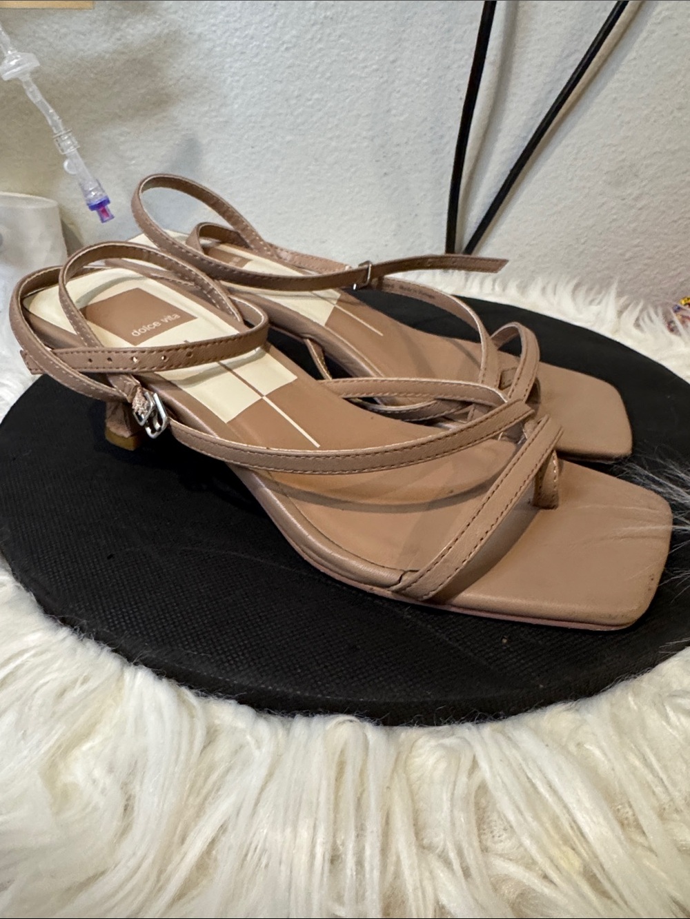 Strappy Nude Slingback Heeled Sandals dolce Viya